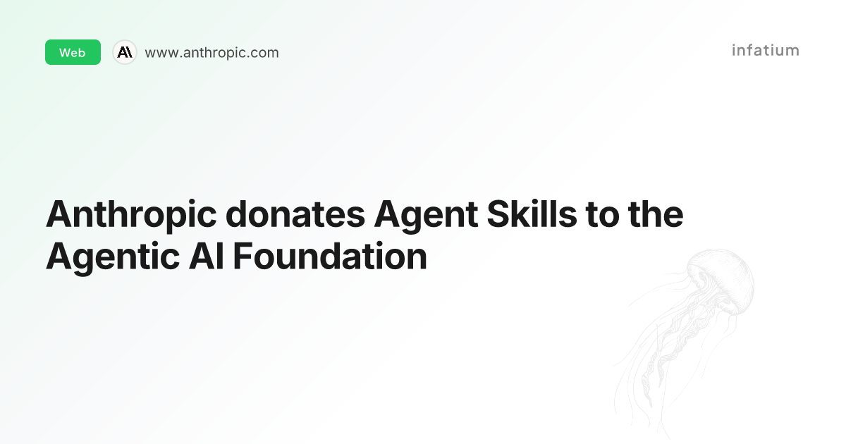 Anthropic donates Agent Skills to the Agentic AI Foundation