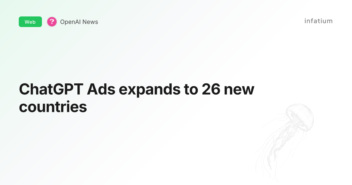 ChatGPT Ads expands to 26 new countries