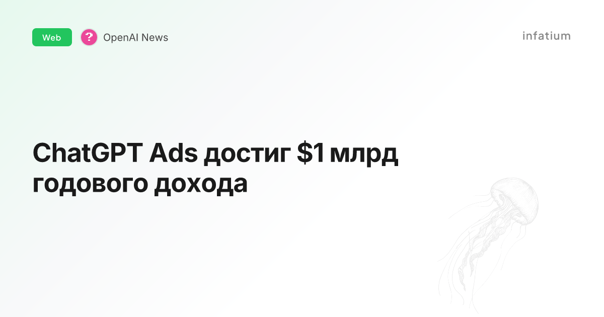 ChatGPT Ads достиг $1 млрд годового дохода