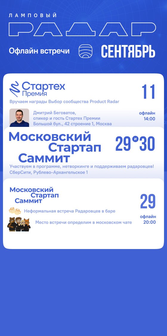 Календарь мероприятий Product Radar на сентябрь